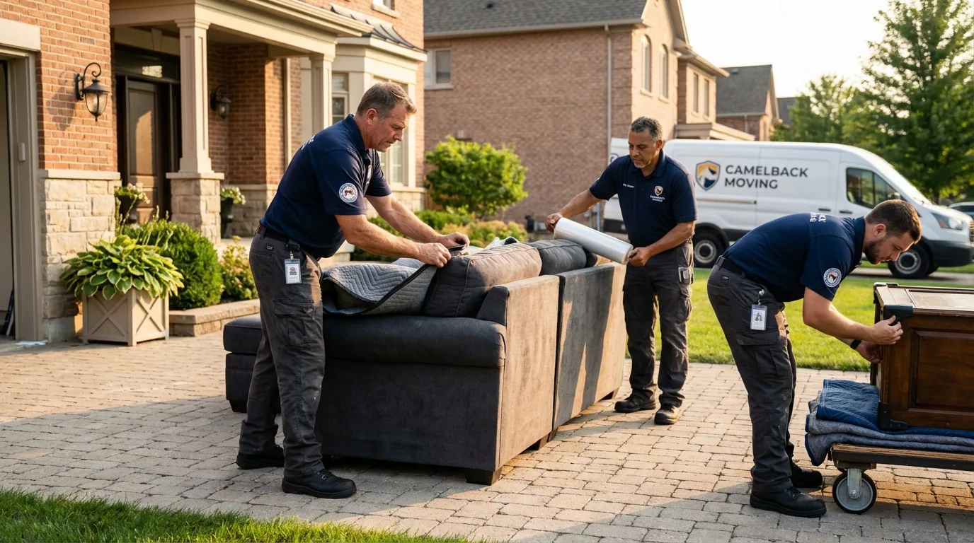 Large estate moving crew wrapping furniture in Crest Hill, IL